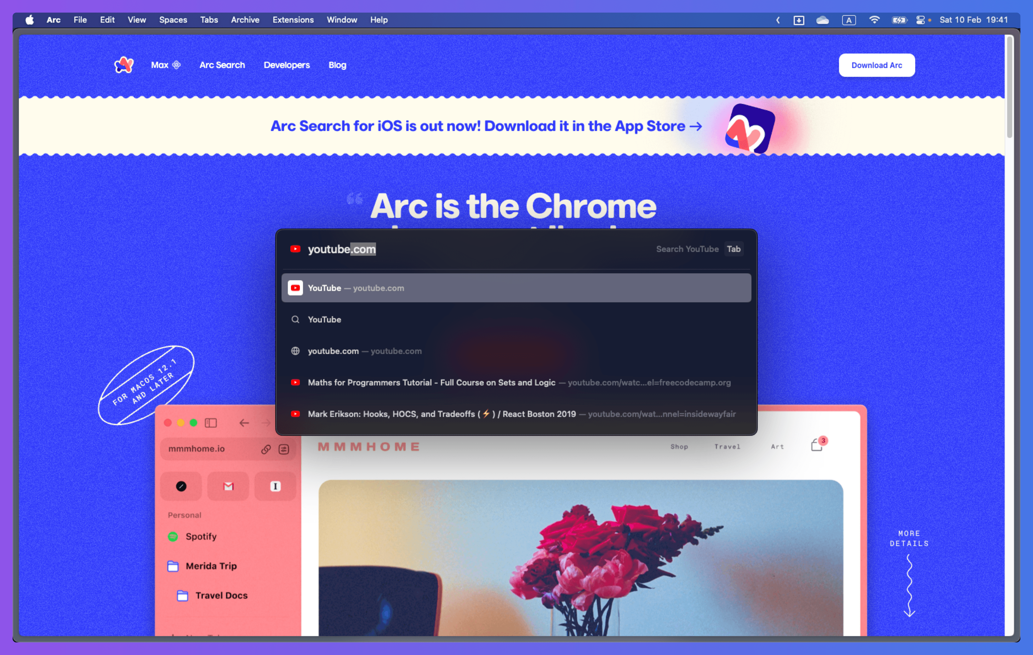 Arc's command palette feature